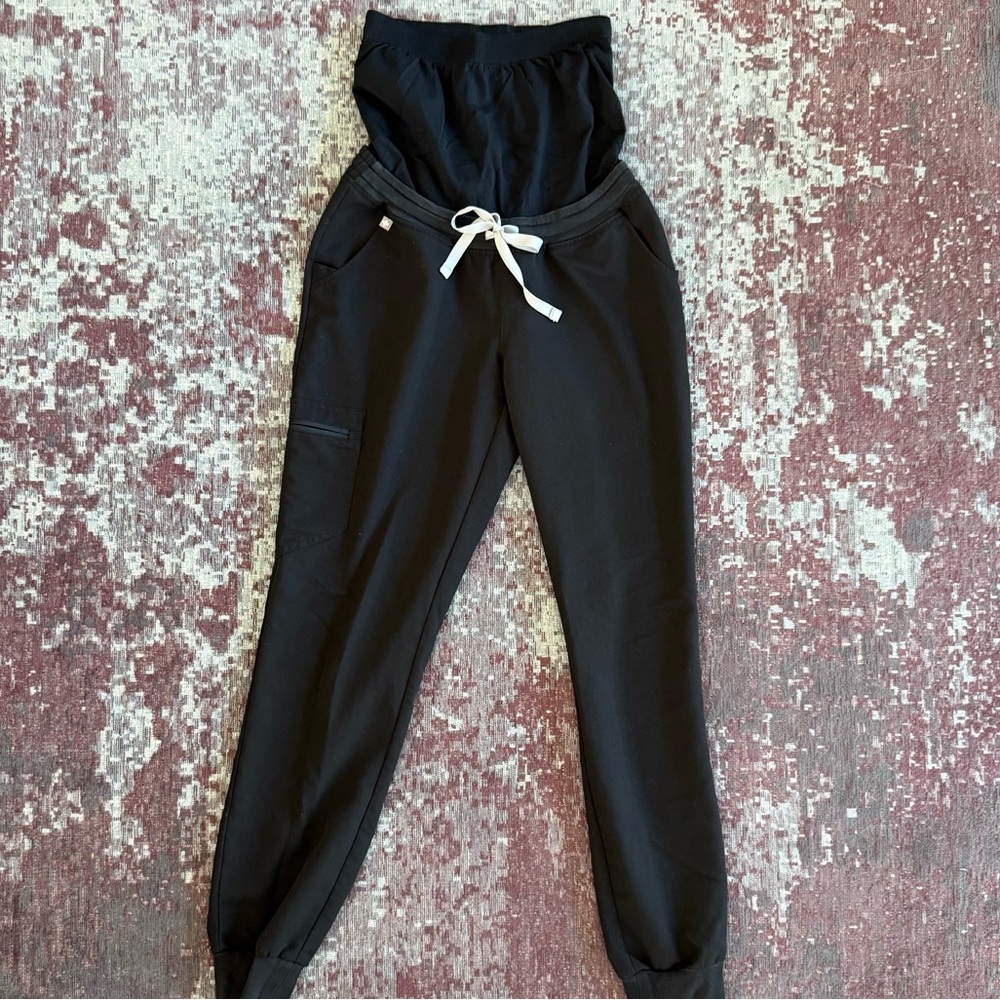 Figs Black Track Pants Relaxed Fit Joggers